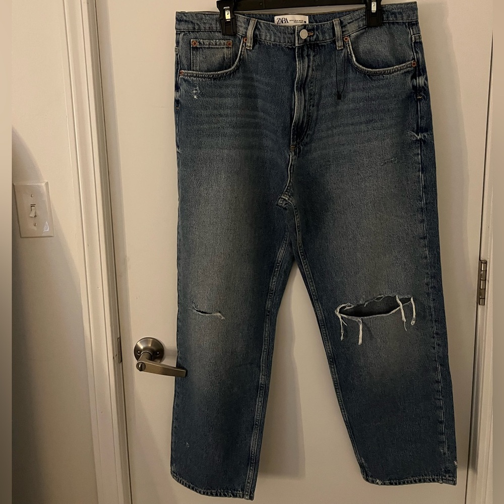 Zara Blue Distressed Women Jeans